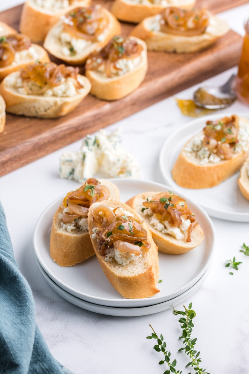 crostini appetizers on a serving plate