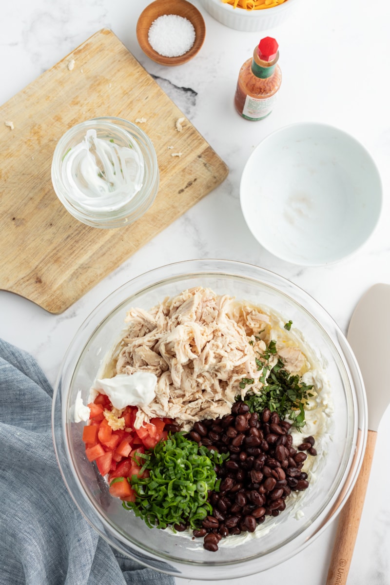 ingredients in a bowl to make dip