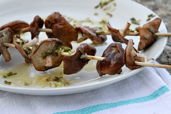 Grilled Shiitake Skewers recipe - from RecipeGirl.com