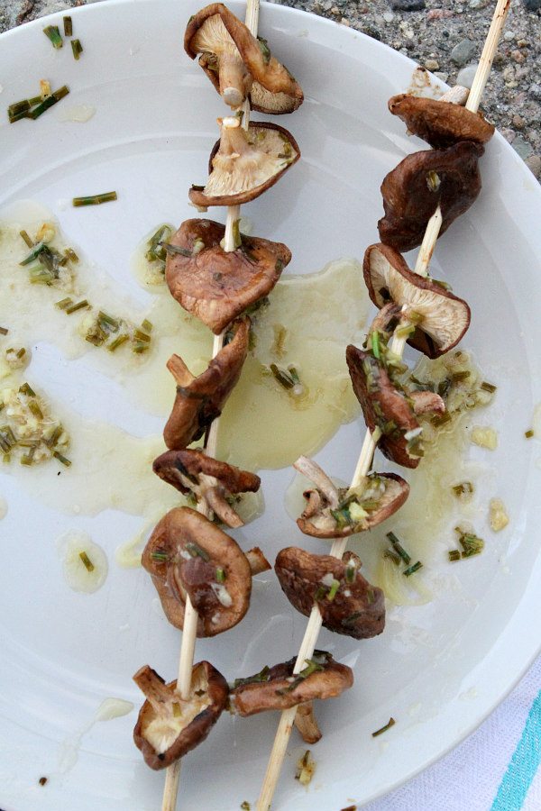 Grilled Shiitake Skewers Grilled Shiitake Skewers on plate