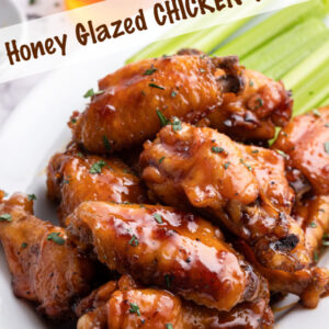 pinterest image for honey glazed chicken wings
