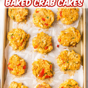 pinterest image for low fat baked crab cakes