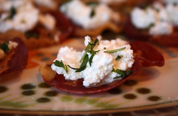 Pancetta Crisps with Goat Cheese and Pear