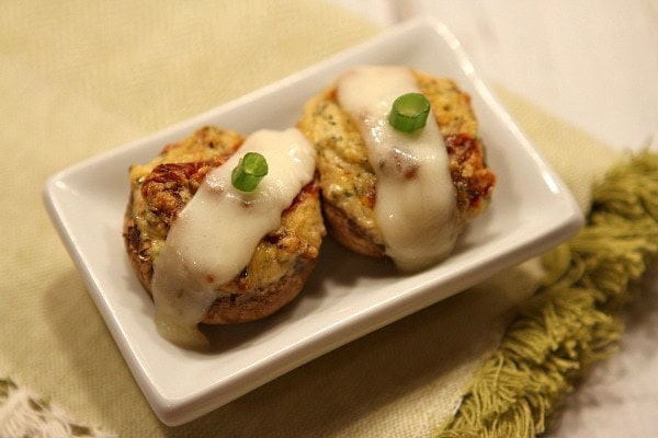 Pesto Tomato Stuffed Mushrooms