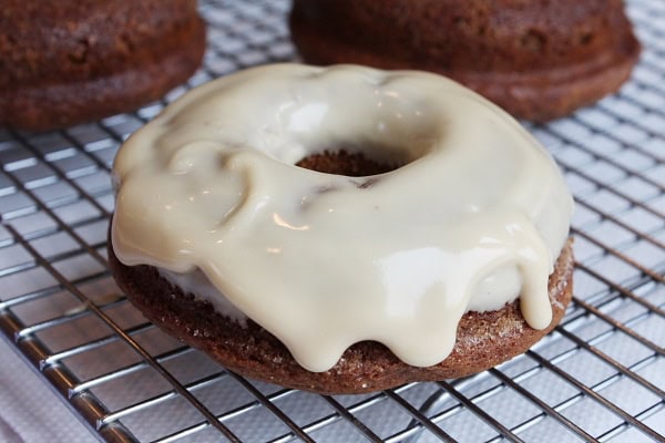 apple cider doughnuts with cinnamon cream cheese glaze