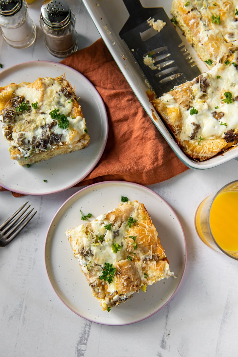 serving Buffet Breakfast Casserole