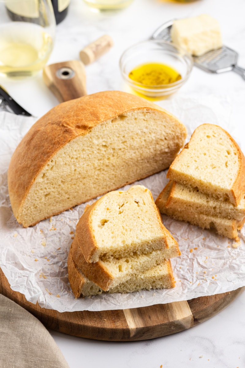 cheese and wine bread loaf plus slices