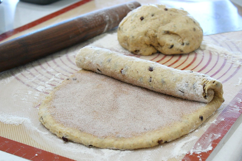 Rolling out Cinnamon Oatmeal Bread