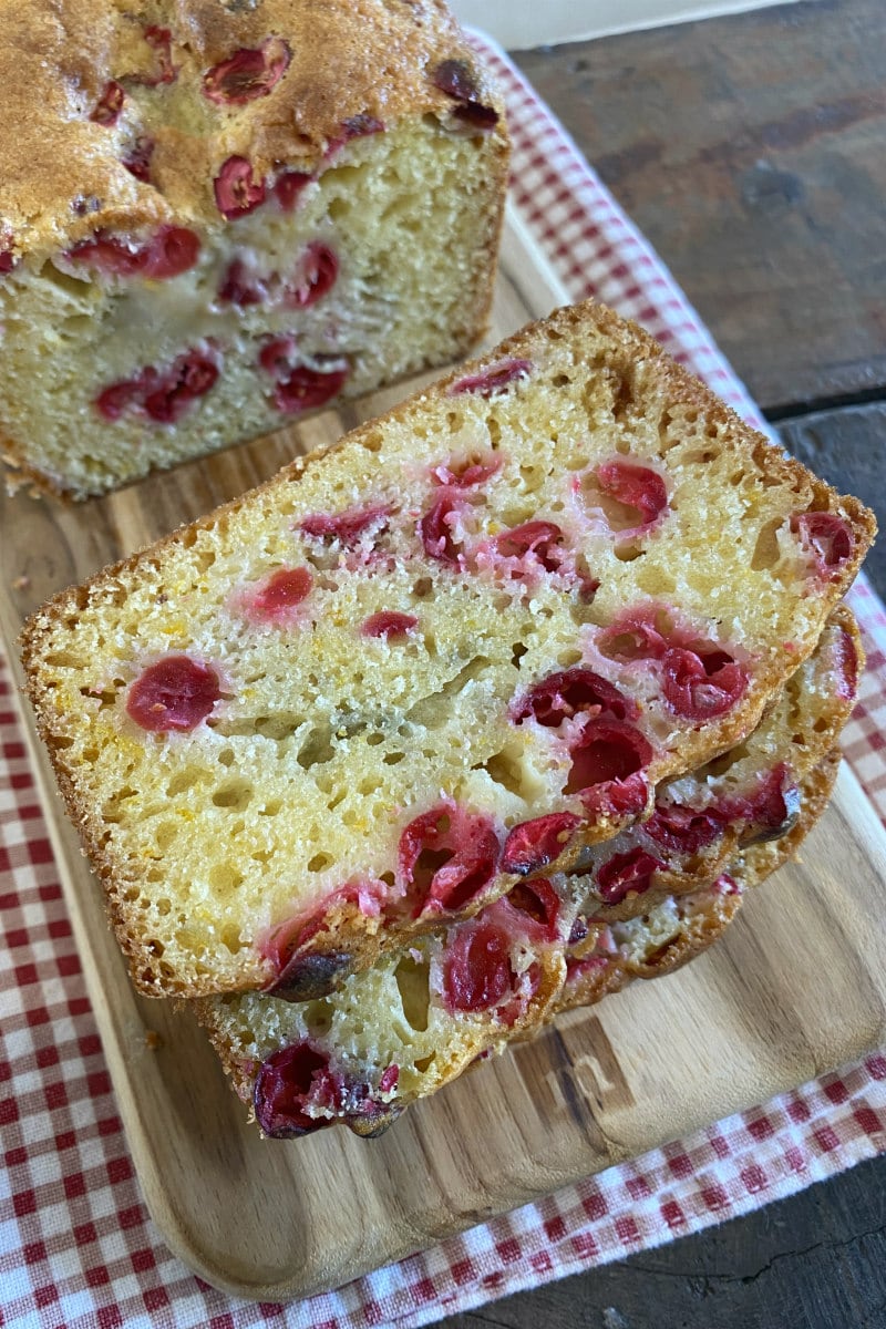 slice of cranberry orange bread