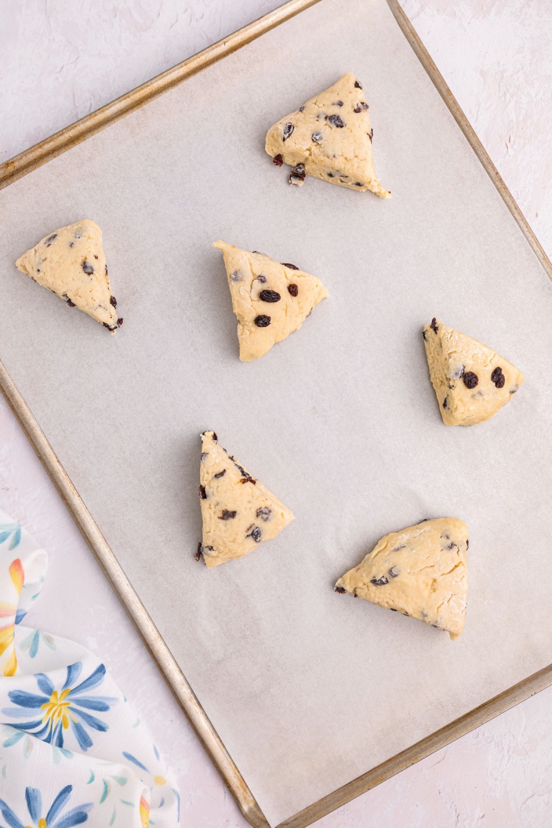 scones on a baking sheet ready for oven