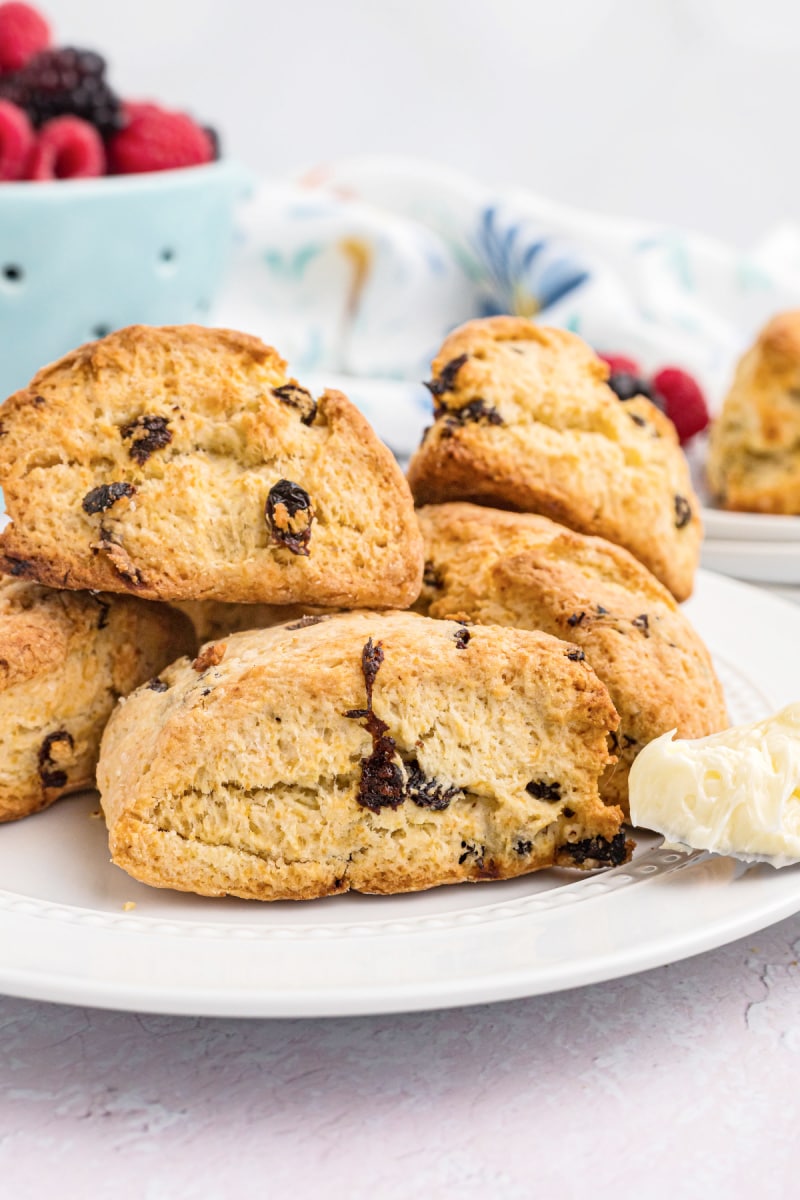 scones piled on a plate