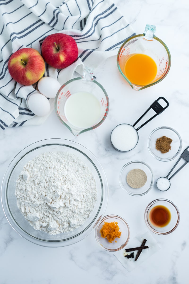 ingredients displayed for making apple braid