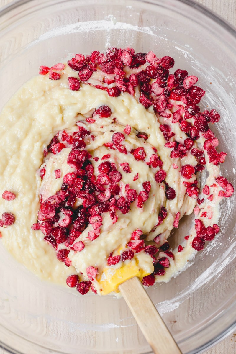 batter for eggnog cranberry muffins