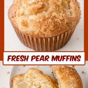 pinterest image for fresh pear muffins