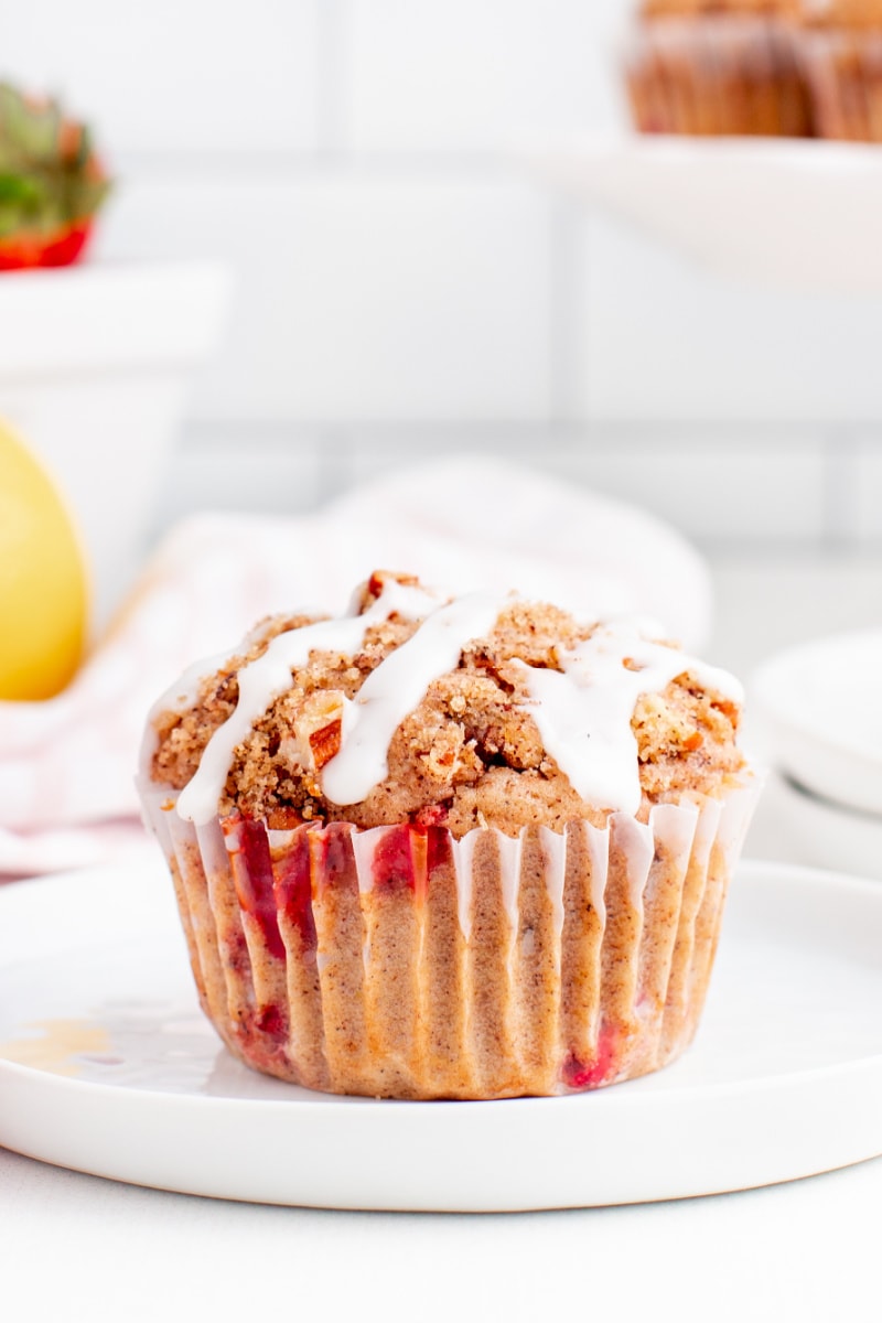 glazed strawberry lemon streusel muffin