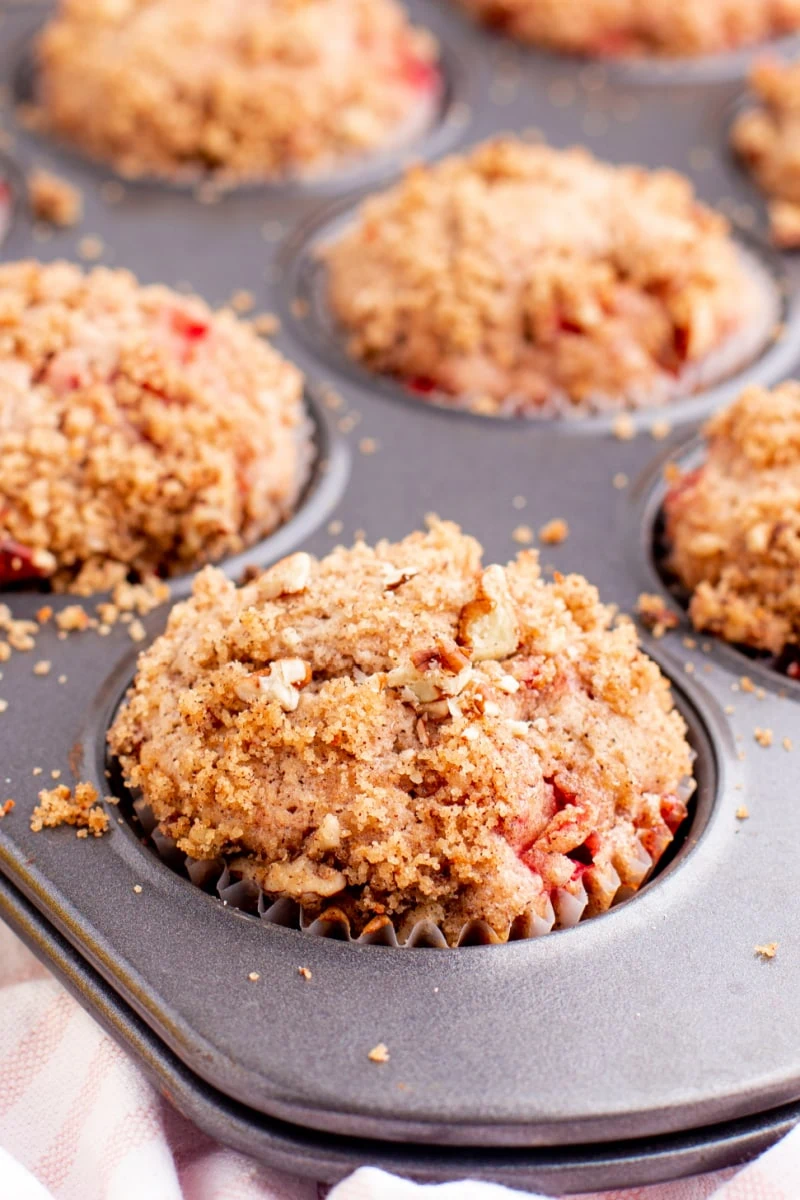 strawberry muffins in a muffin pan
