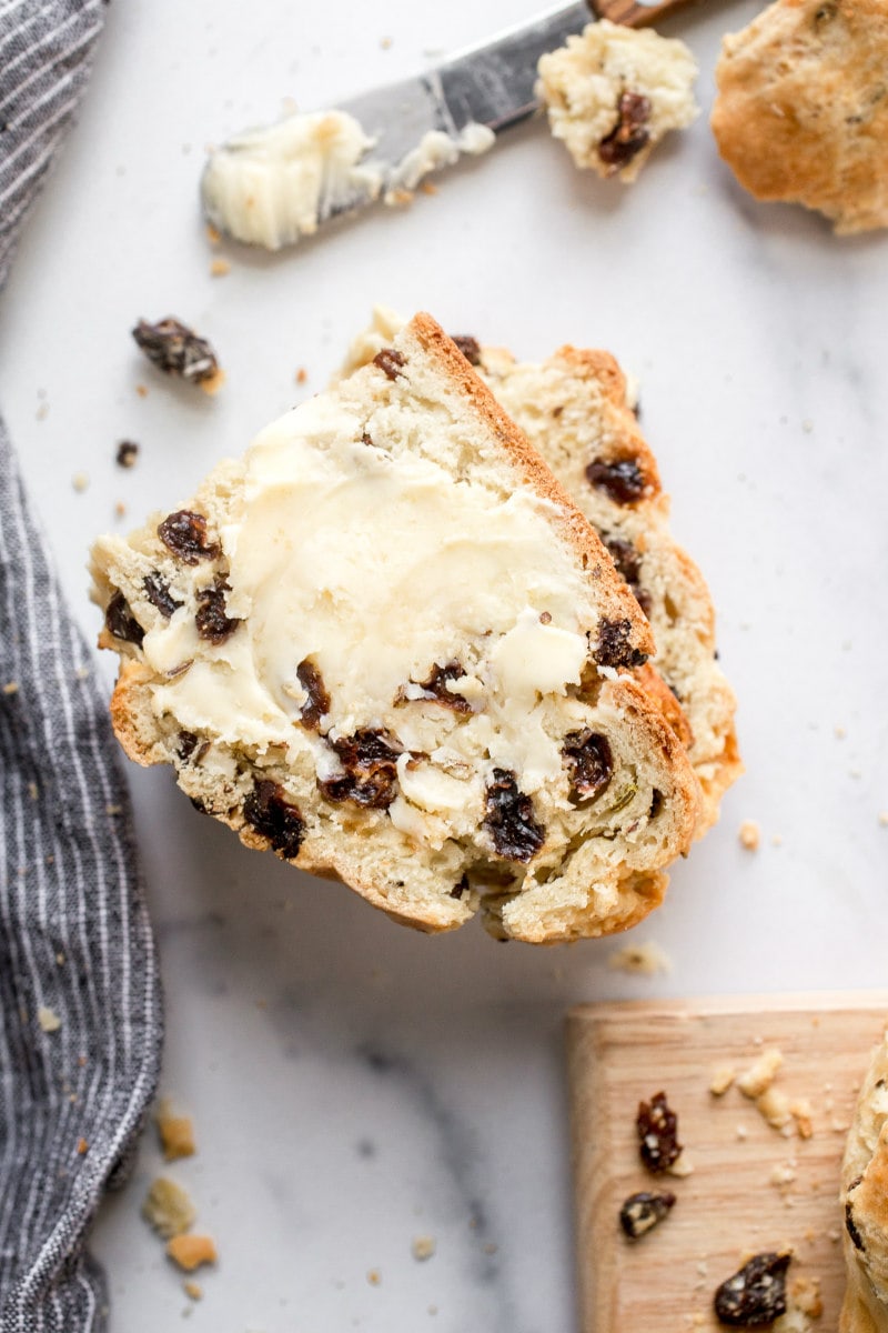 Slice of Irish Soda Bread with butter