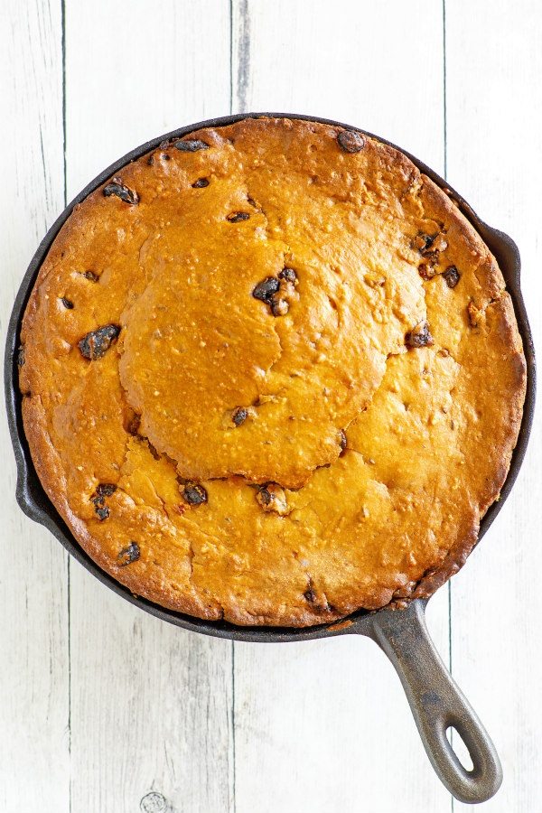 Irish soda bread made in a cast iron skillet