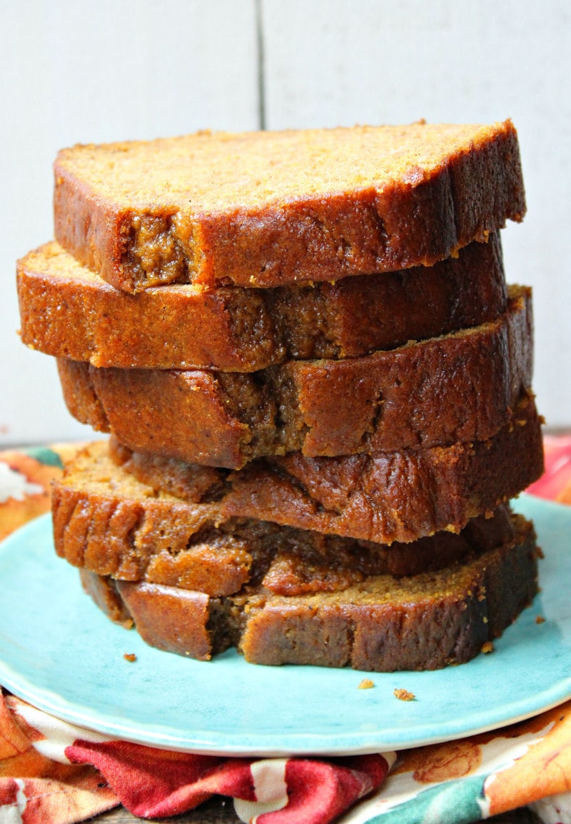 Best Pumpkin Bread recipe from RecipeGirl.com #best #pumpkin #bread #recipe #fall #loaf #RecipeGirl Best Pumpkin Bread Recipe : loaf cut into slices