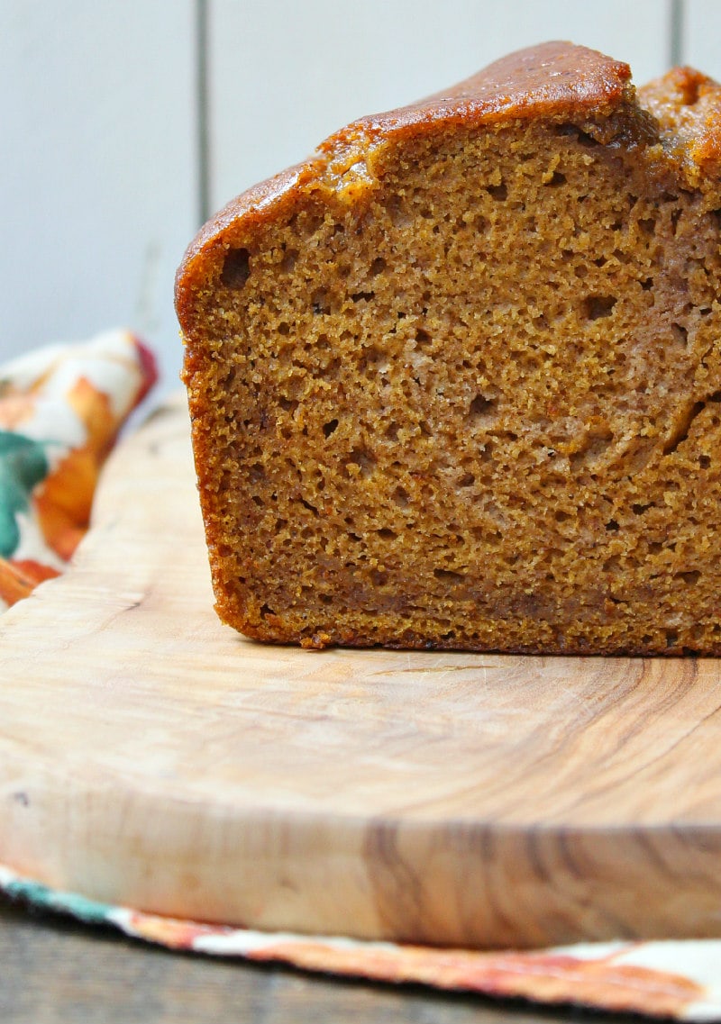 Best Pumpkin Bread recipe loaf cut in half