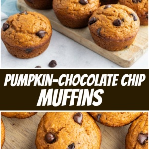 pinterest collage image for pumpkin chocolate chip muffins