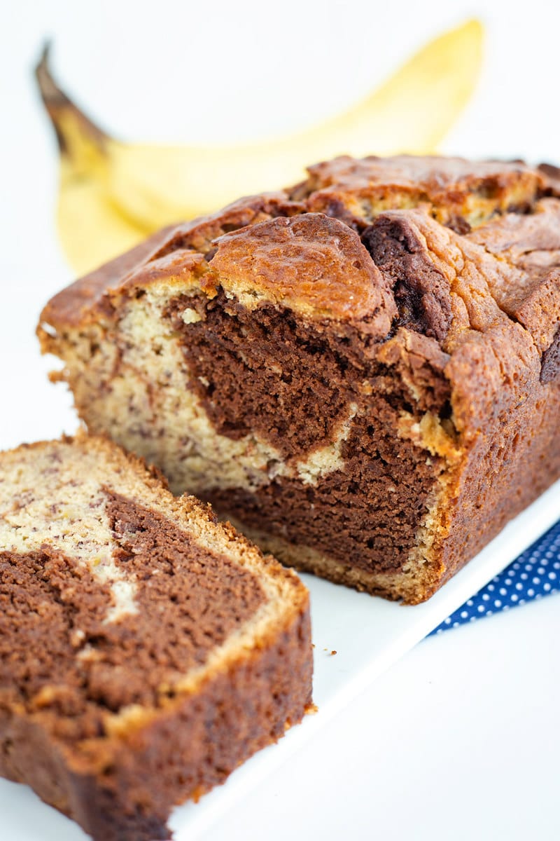 Marbled Chocolate Banana Bread recipe from RecipeGirl.com #marbled #swirled #swirl #chocolate #banana #bread #recipe #RecipeGirl Marbled Chocolate Banana Bread
