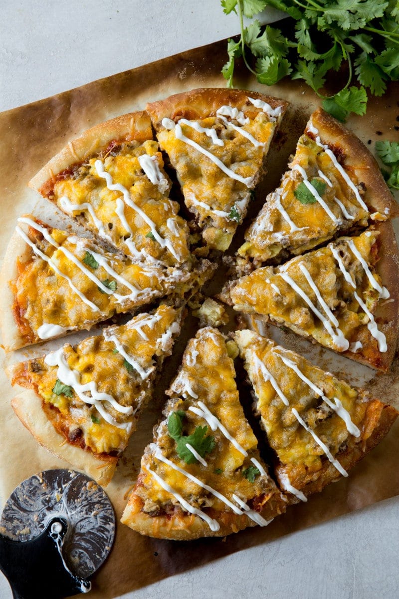 Sliced Sausage and Egg Scrambled Egg Pizza