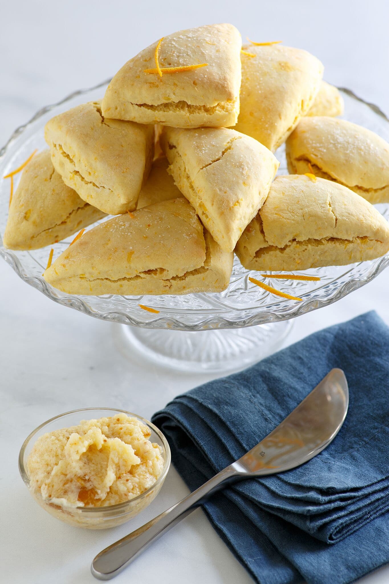 Serving Tray of Double Orange Scones with Orange Butter
