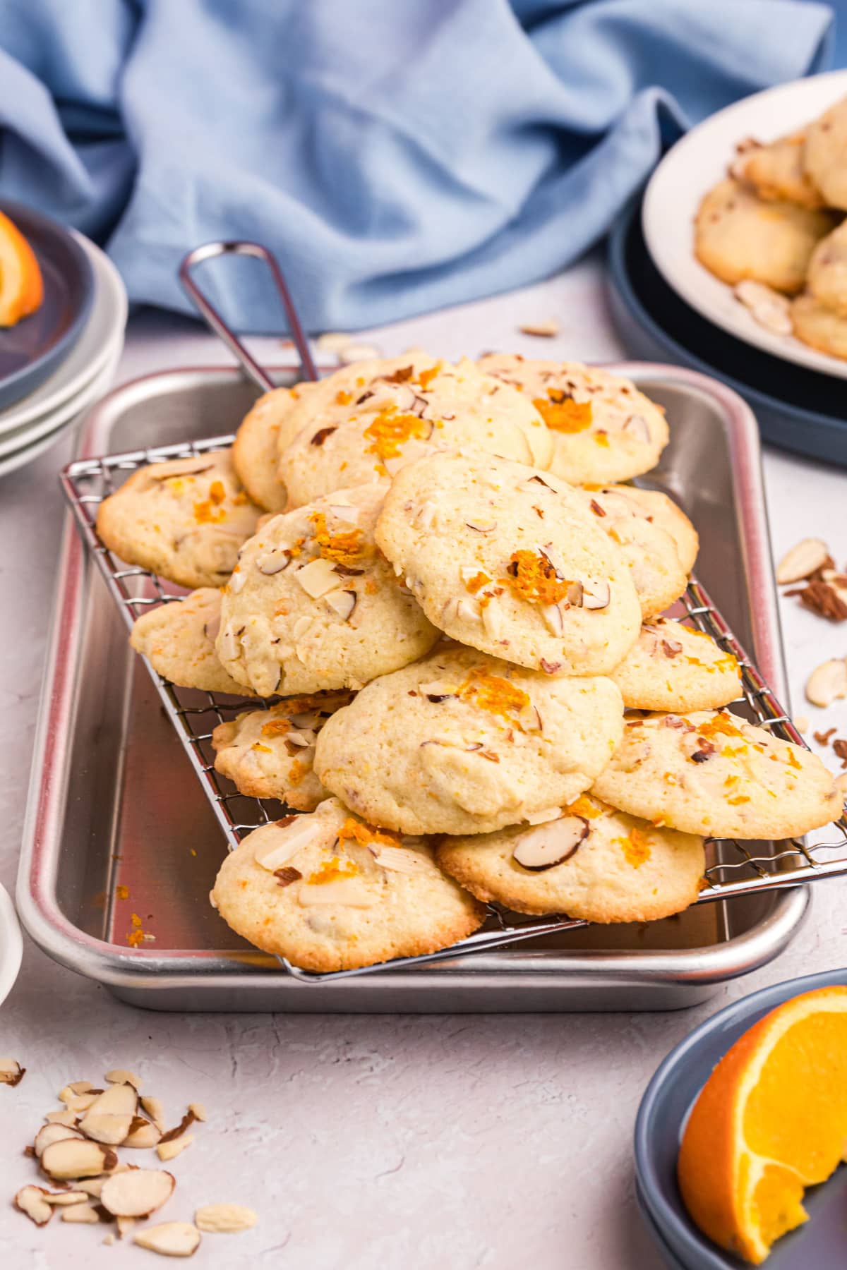 platter of almond orange wafers