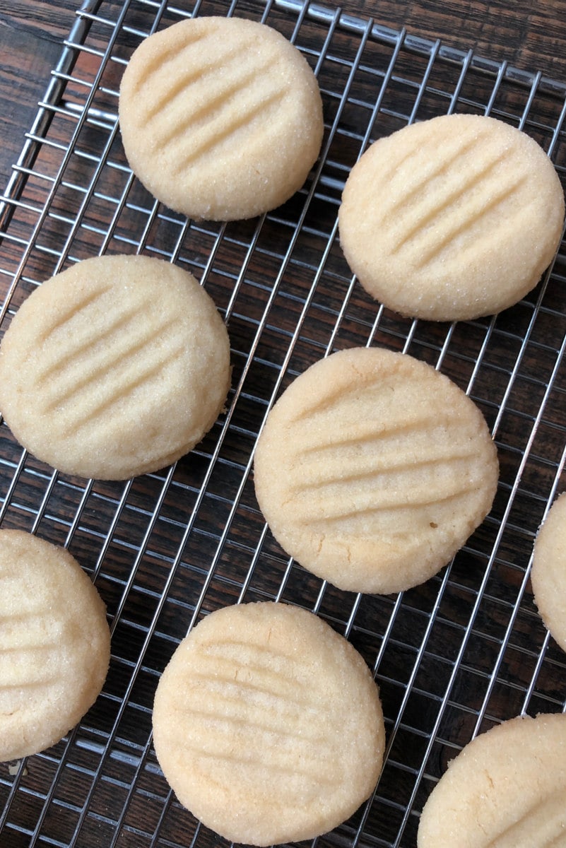 Amish sugar cookies on baking rack