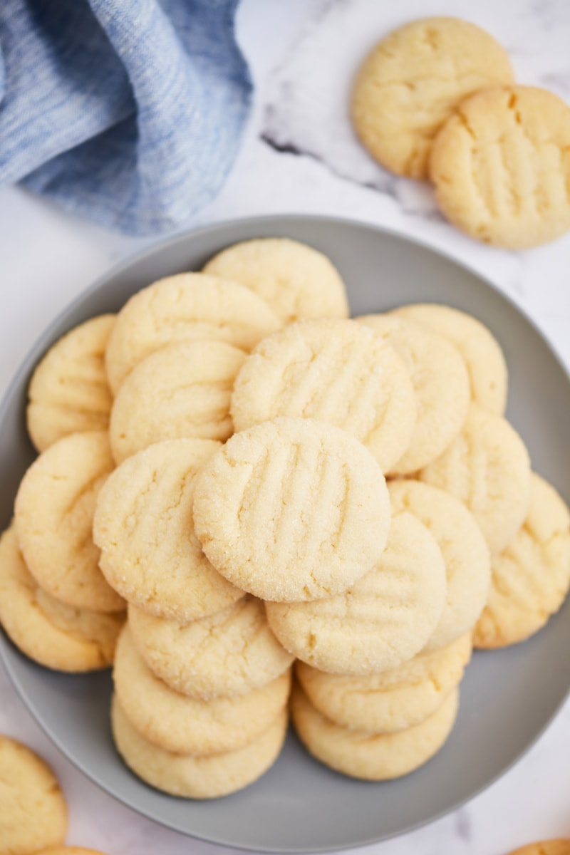 plate of sugar cookies stacked