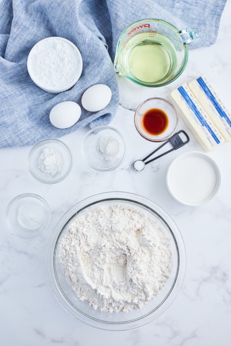 ingredients displayed for making amish sugar cookies