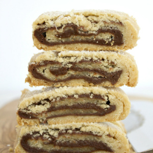 stack of 4 bake and slice chocolate swirl cookies