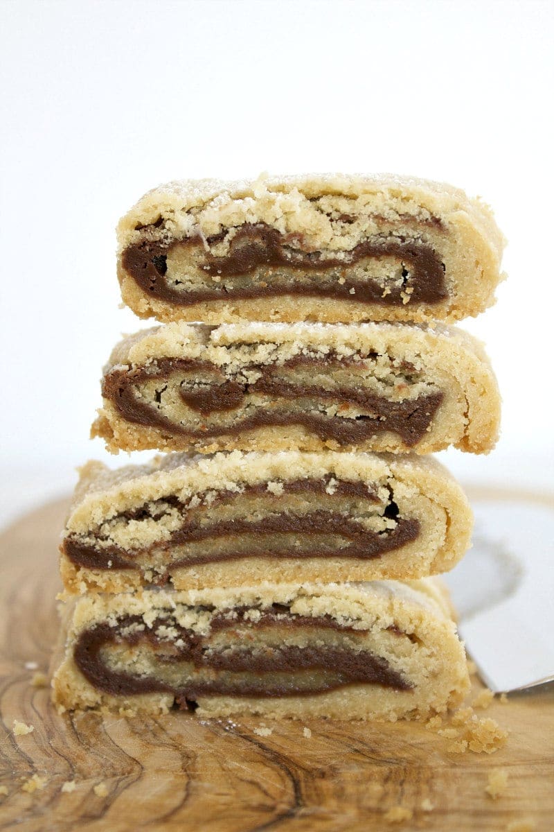 stack of 4 bake and slice chocolate swirl cookies