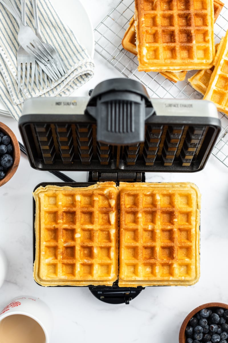waffles in the waffle iron