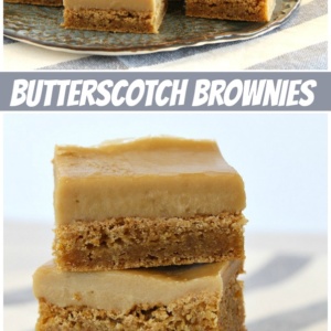 pinterest collage image for butterscotch brownies