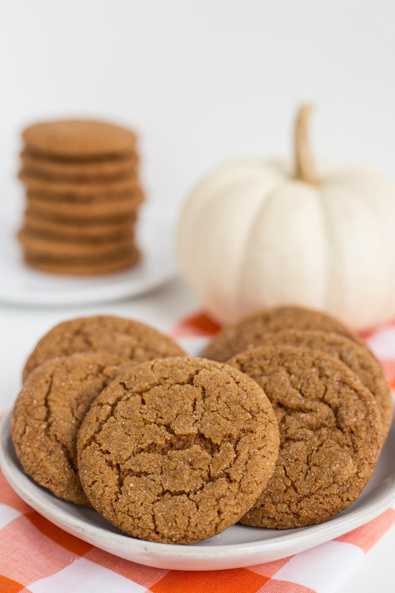 Plate of Chewy Molasses Spice Cookies 