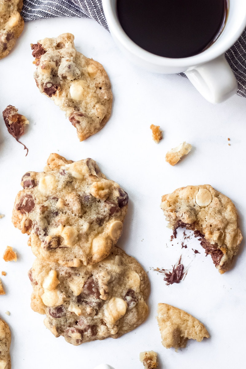 Nutty Chocolate Chip Overload Cookies just out of the oven