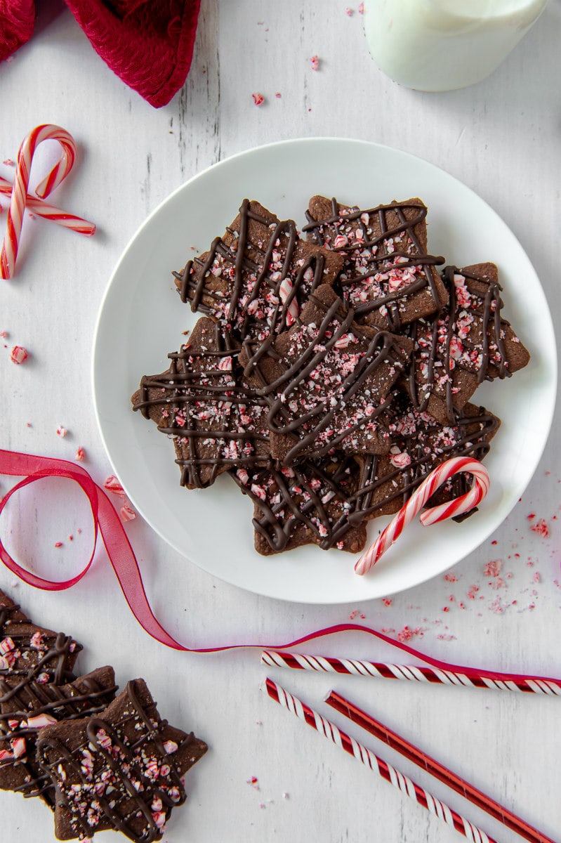 Chocolate Peppermint Stars on a serving plate