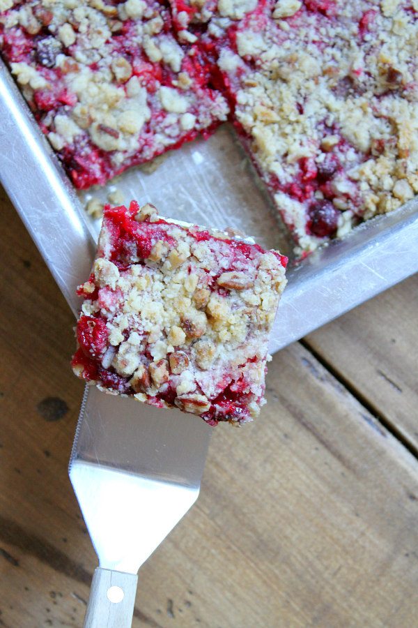 Serving Cran Apple Raspberry Bars 