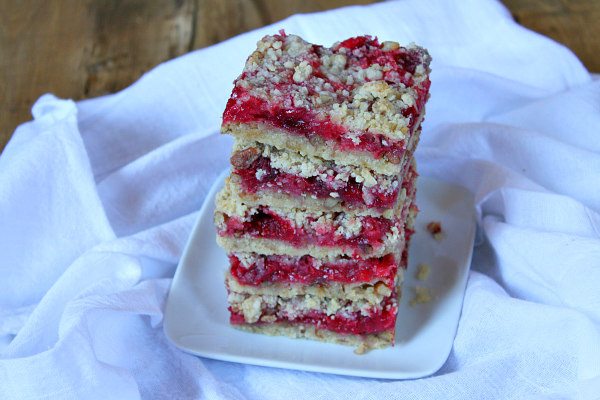 stack of Cran Apple Raspberry Bars 