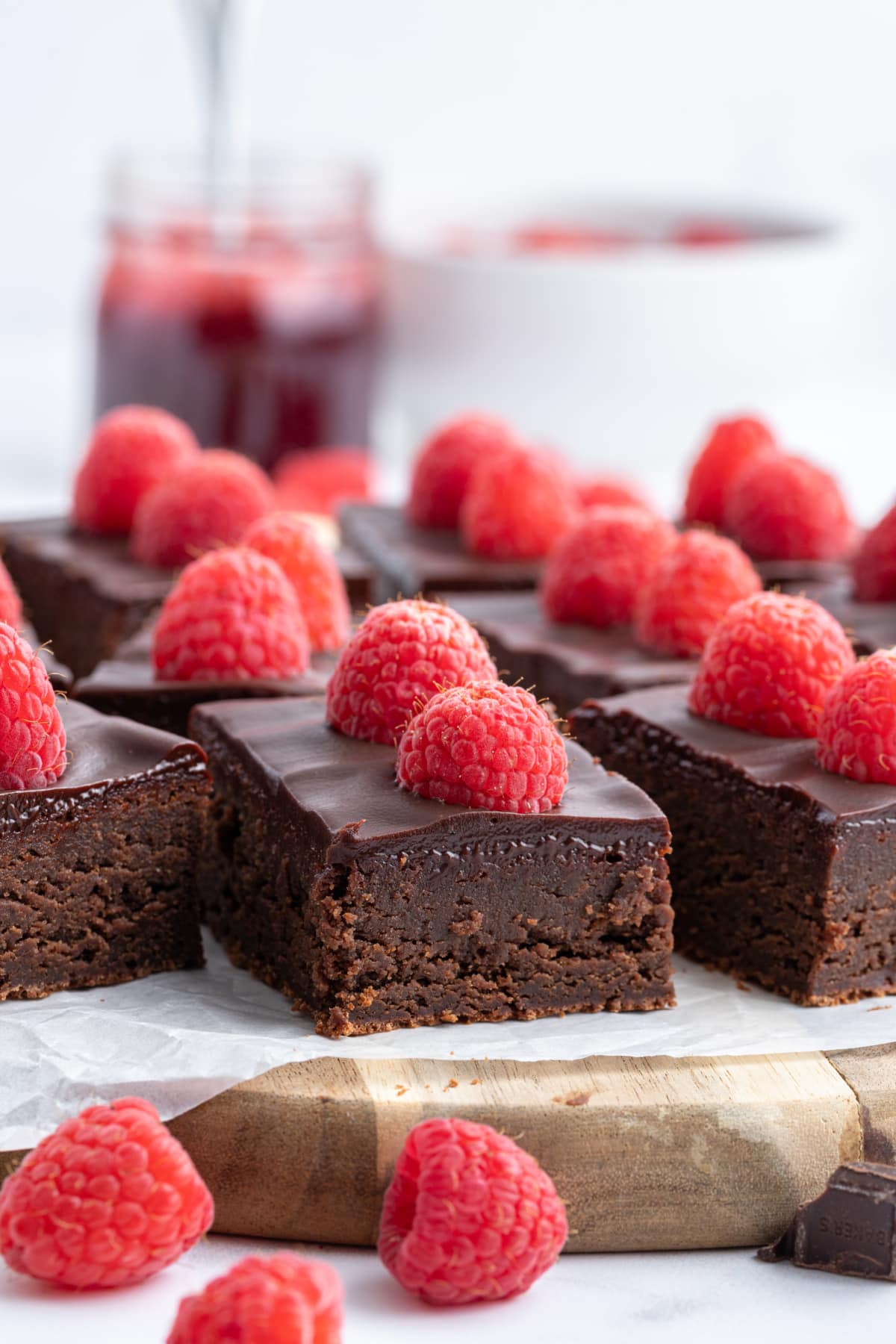 fudgy chocolate raspberry bars