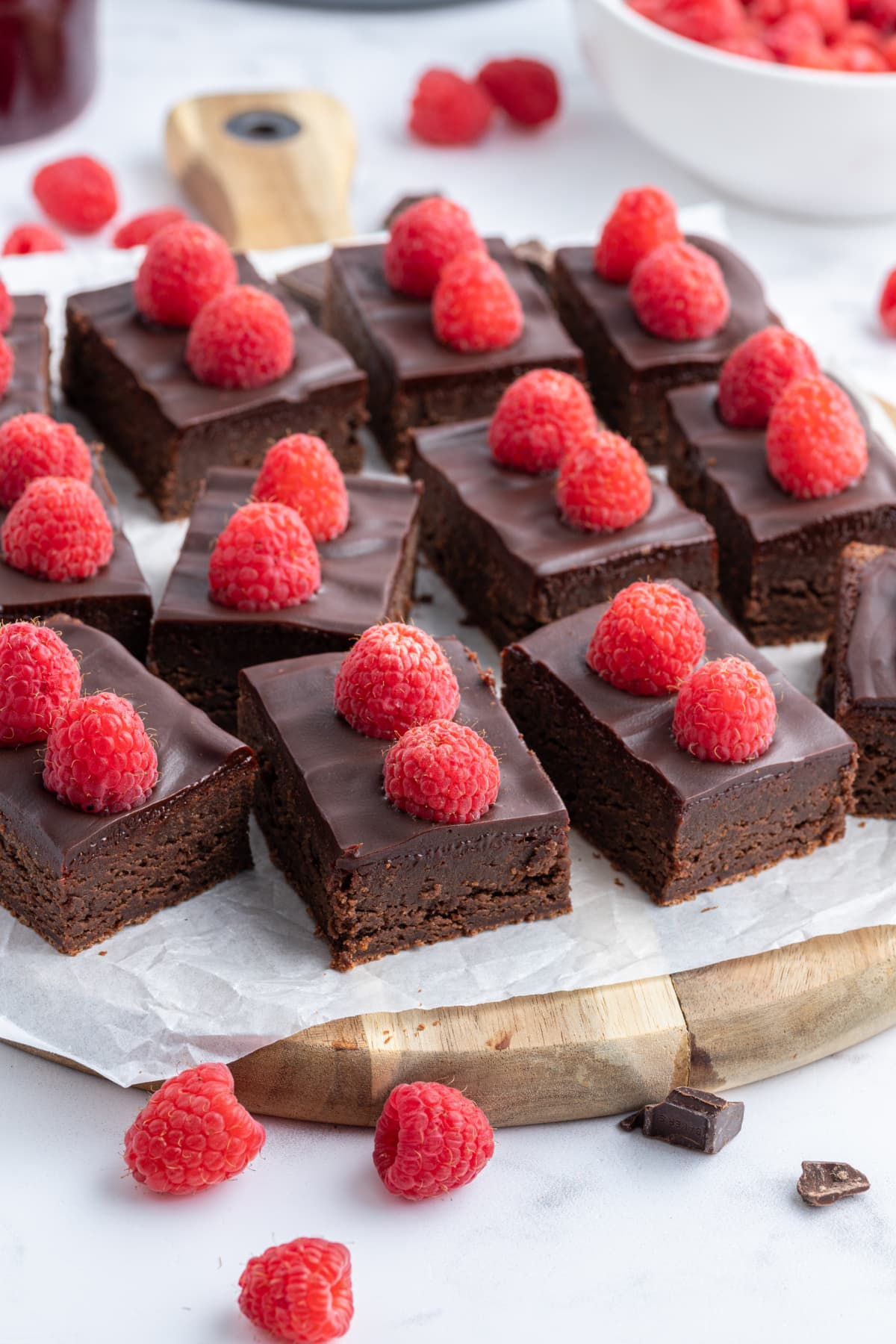 fudgy chocolate raspberry bars