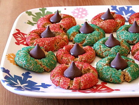 Chocolate Kiss Peanut Butter Blossoms