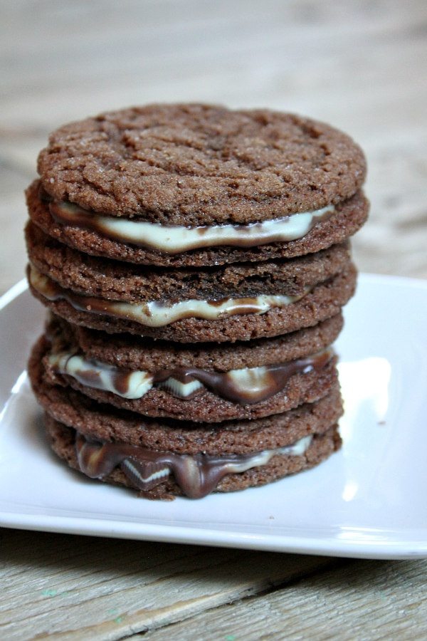 Chocolate Mint Filled Cookies recipe by RecipeGirl.com