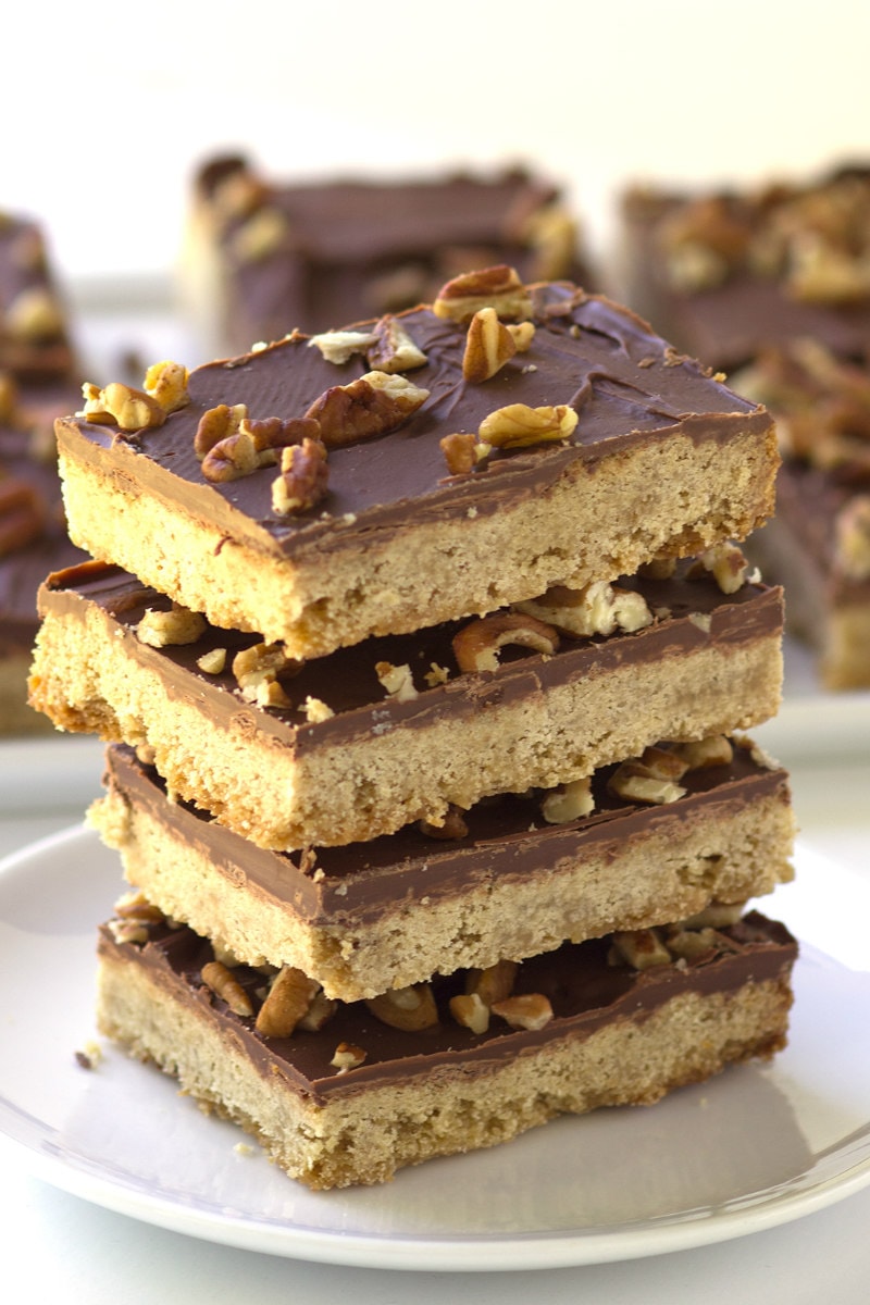 Stack of Chocolate Chunk Butter Pecan Bars