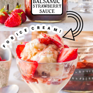 pinterest image for balsamic strawberry sauce