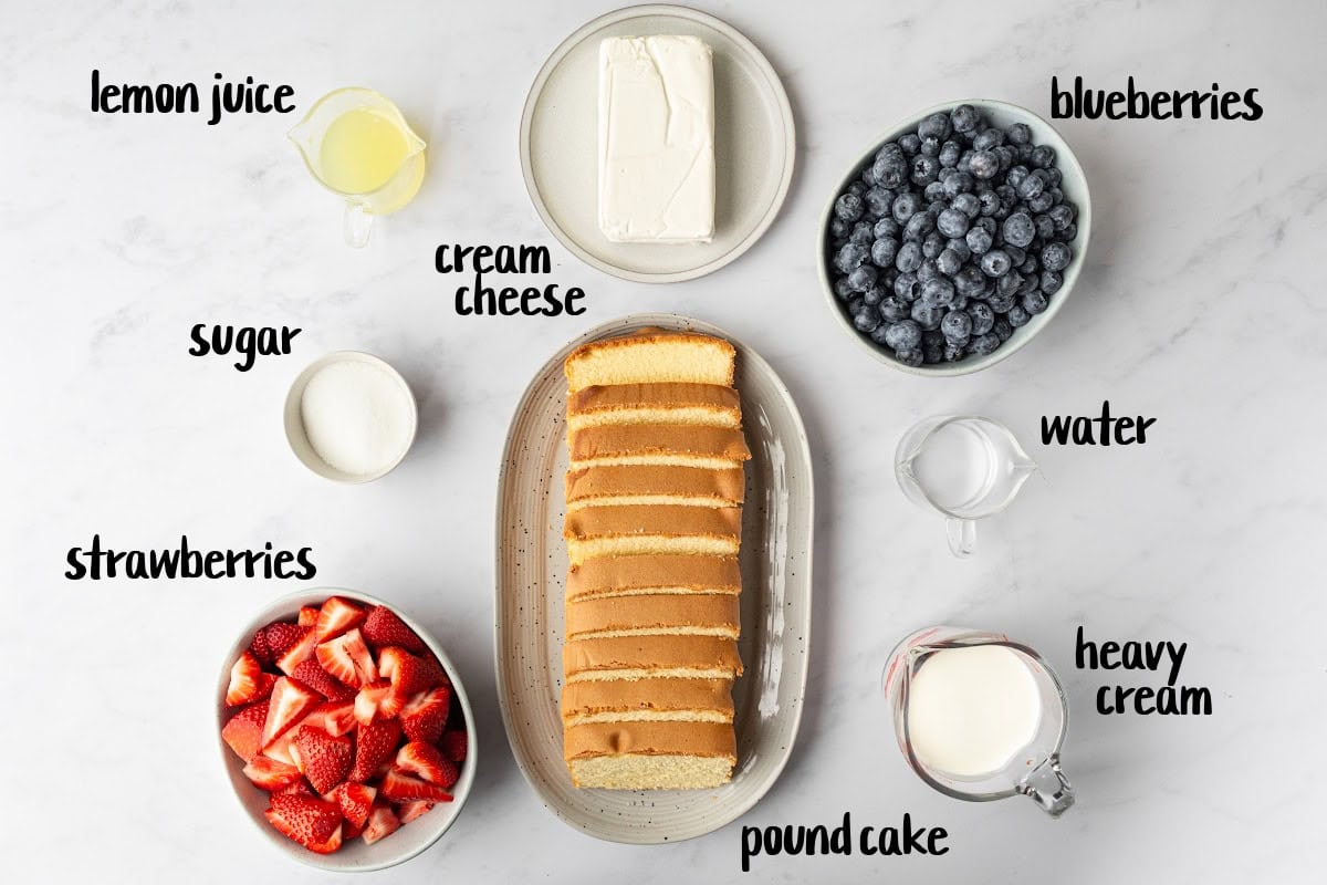 ingredients displayed for making a berry trifle