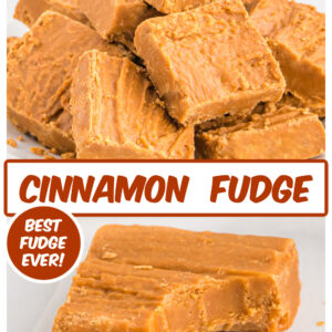 pinterest image for cinnamon fudge