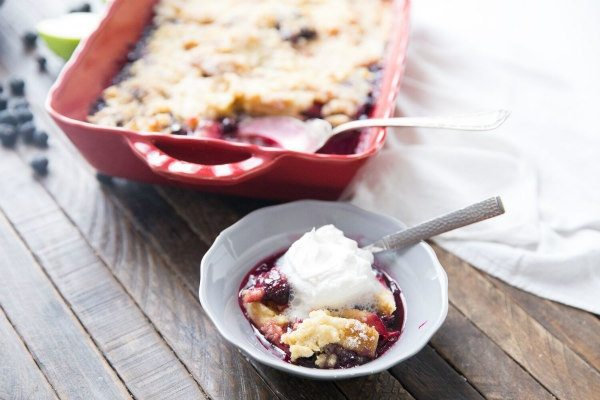 Serving of Homemade Blueberry Apple Crisp 